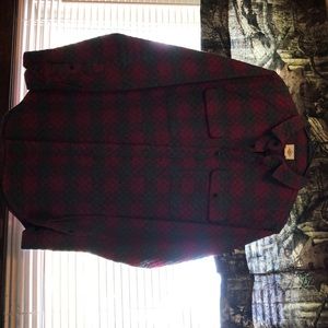 Red and grey flannel button up jacket!